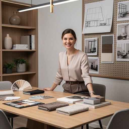 Przestrzeń biurowa w domu z ergonomicznym biurkiem i dużymi oknami.